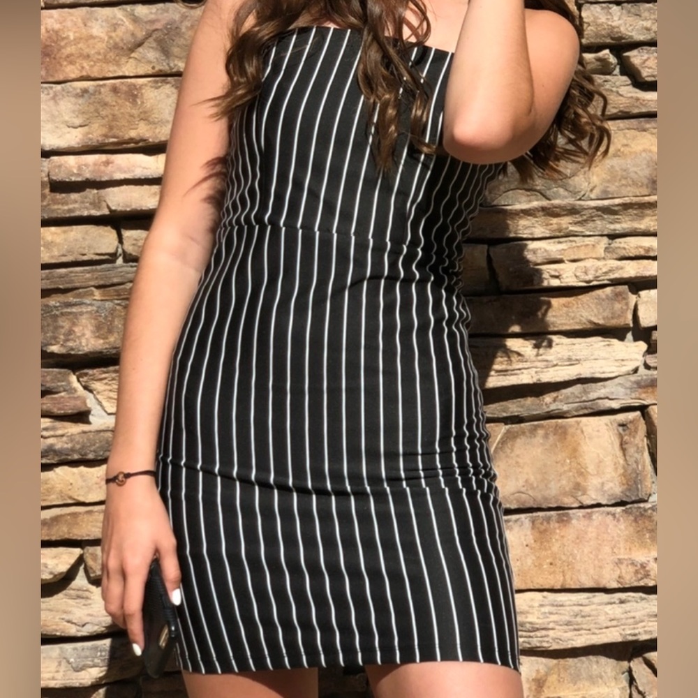 Black & white striped Mini Dress